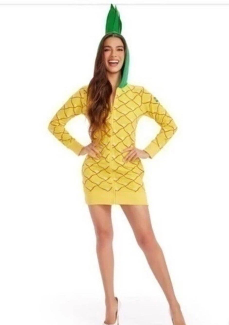 Tipsy Elves Pineapple Costume Dress Womens Small Halloween Full Zip